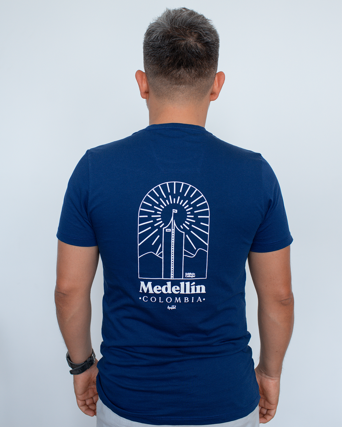 Camiseta Hombre Azul Estampada Colombia - PREVENTA